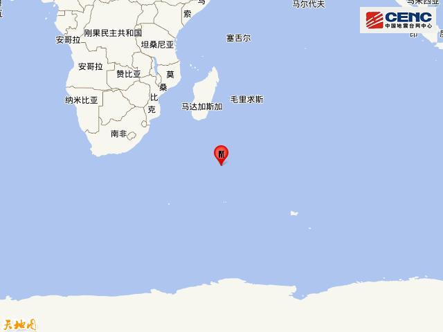 西南印度洋海岭发生6.3级地震 震源深度10公里