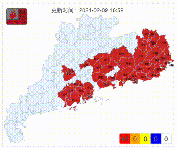 广东省花都区发布森林火险红色预警