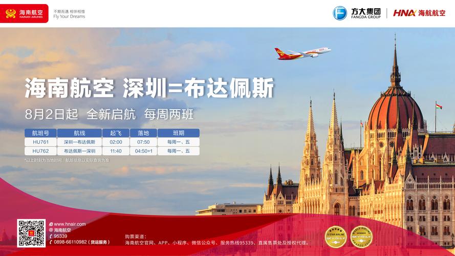 海南航空计划8月2日开通深圳⇌布达佩斯直飞国际航线