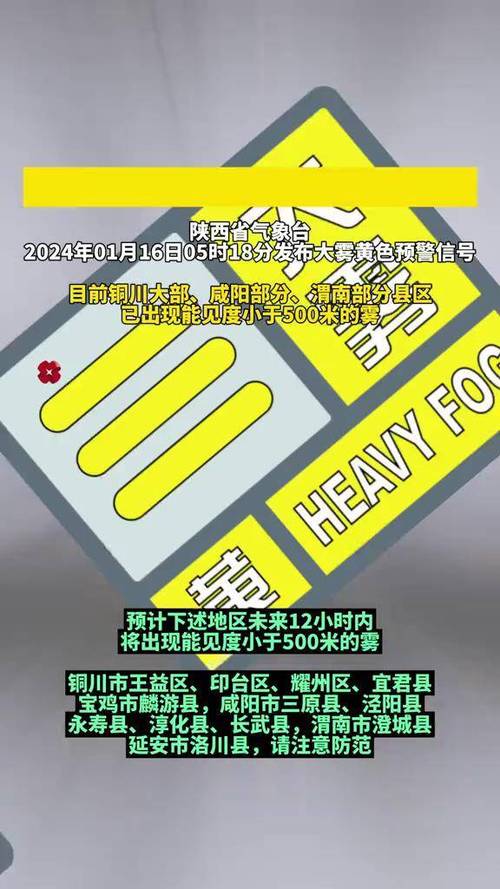 陕西省印台区发布大雾黄色预警