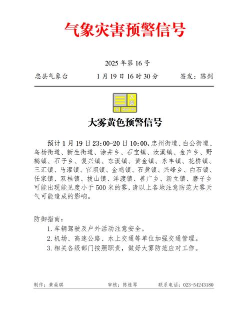 福建省清流县发布大雾黄色预警