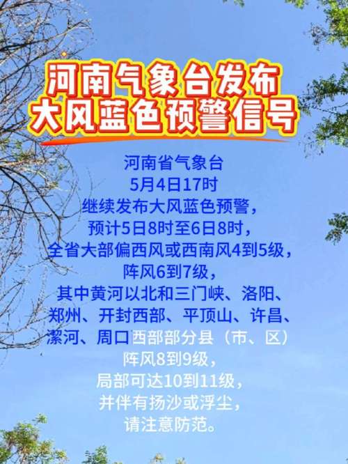 河南省许昌市发布大风蓝色预警