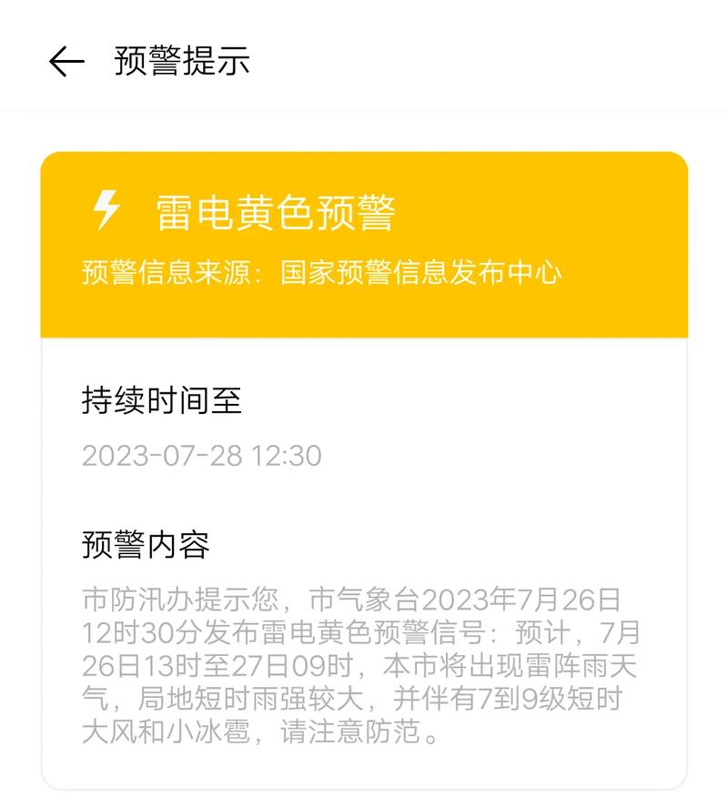 山东省青岛市发布雷电黄色预警